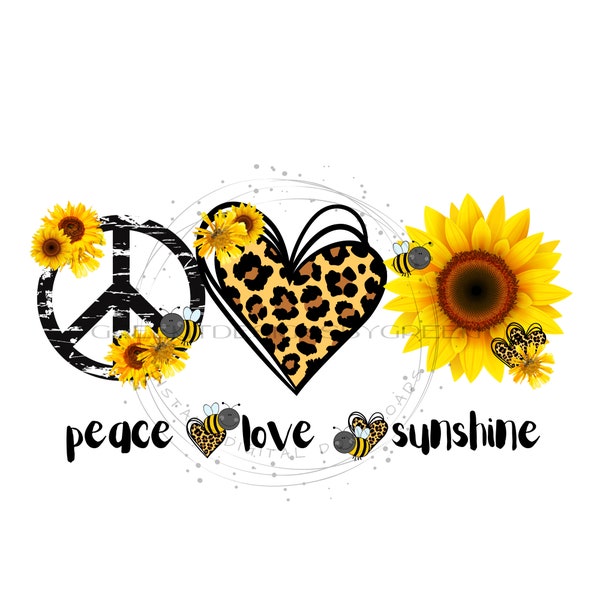 Peace Love Sunshine PNG file, rustic sunflower digital download, sunshine waterslide, PNG design file, southern sunflower sublimation.