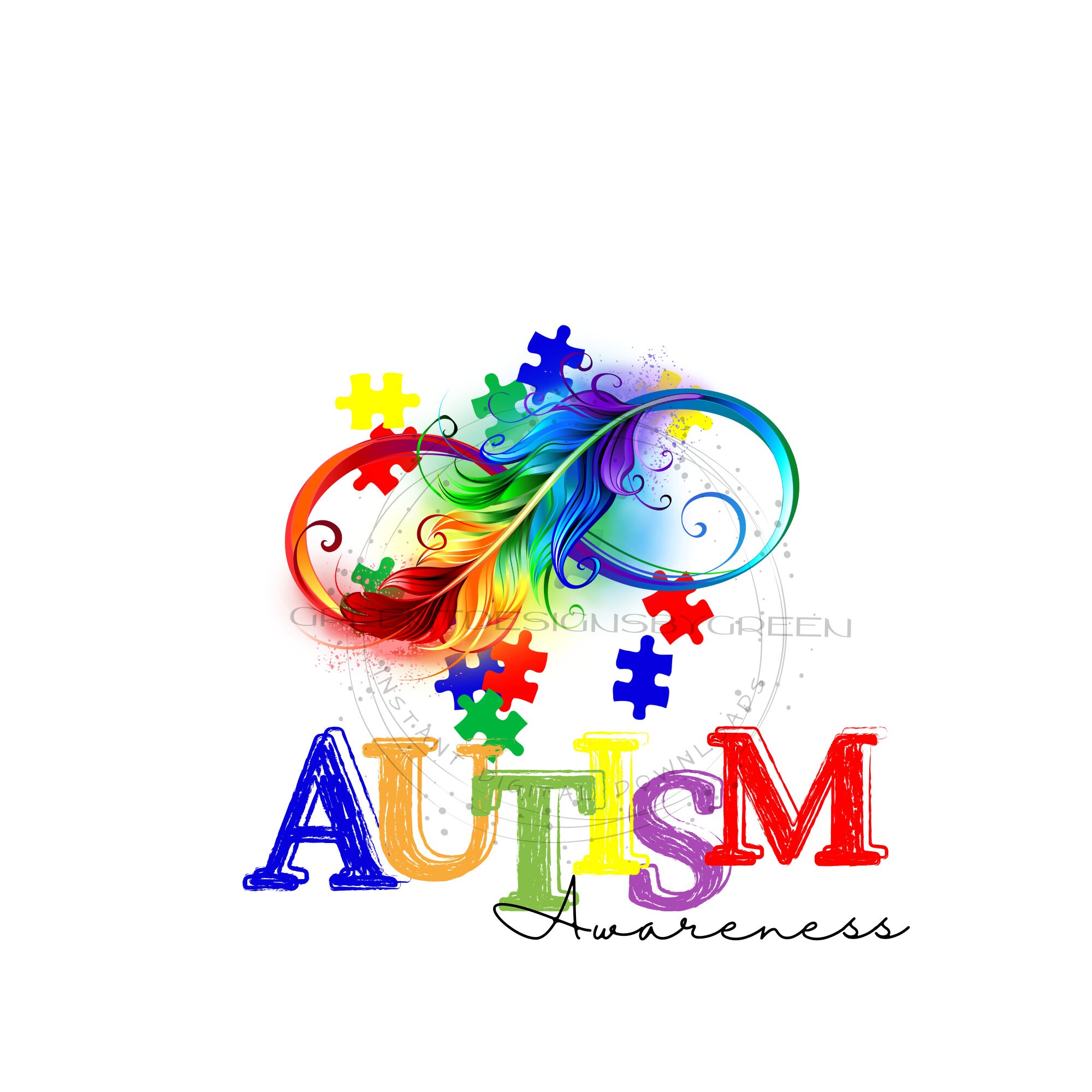 Autism Infinity Sign PNG, Colorful Text Autism Awareness, Puzzle Piece Autism PNG, Rainbow PNG, Rainbow Autism Design, Sublimation Design