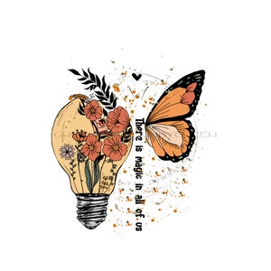 Mental Health Butterfly Lightbulb PNG, Inspiring Sublimation (Digital Download)