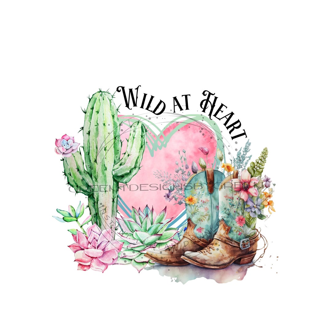 Western Cow Skull PNG, Pink Heart Background, Cowboy Boot Graphic