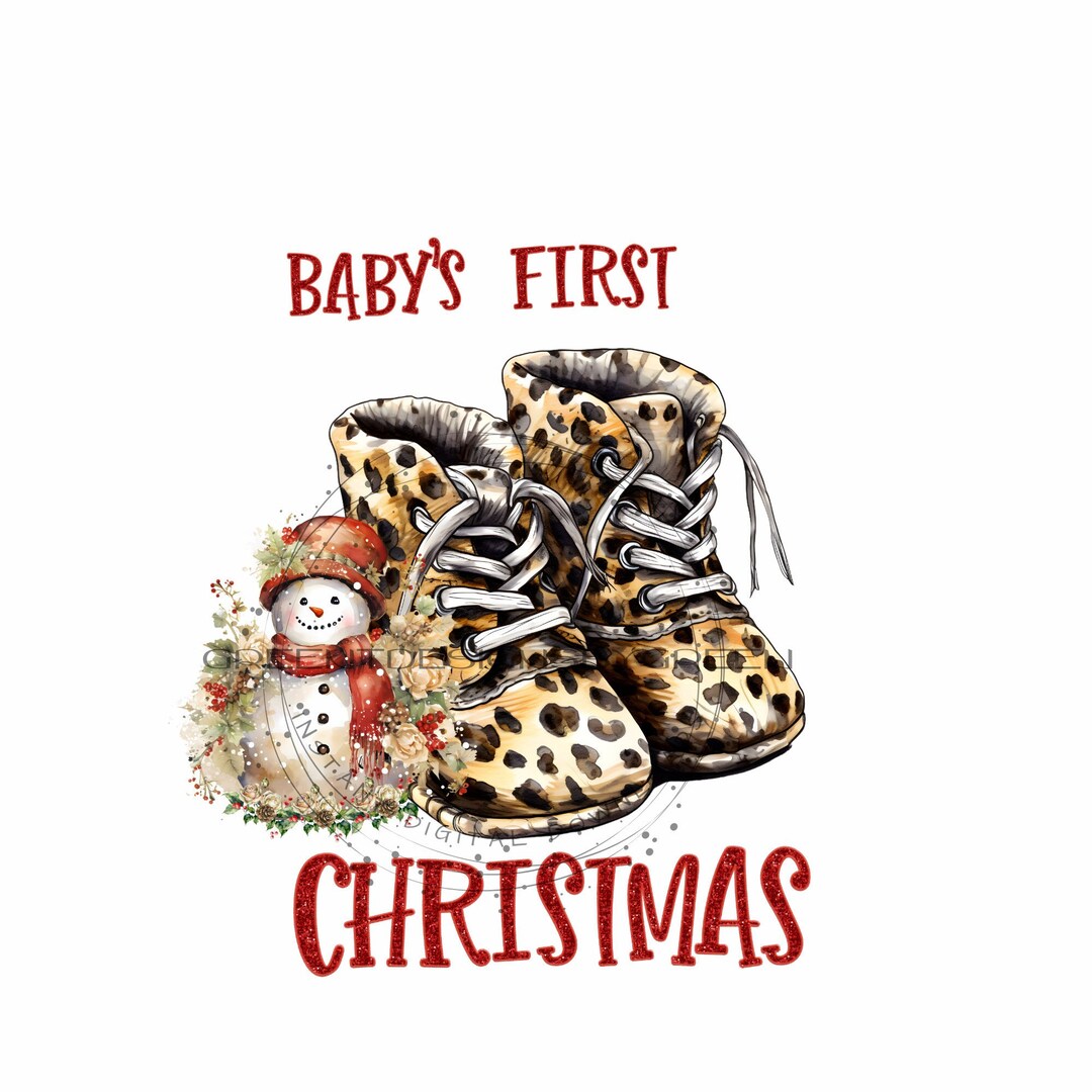 Baby Booties & Whimsical Snowman PNG Sublimation baby's First Christmas