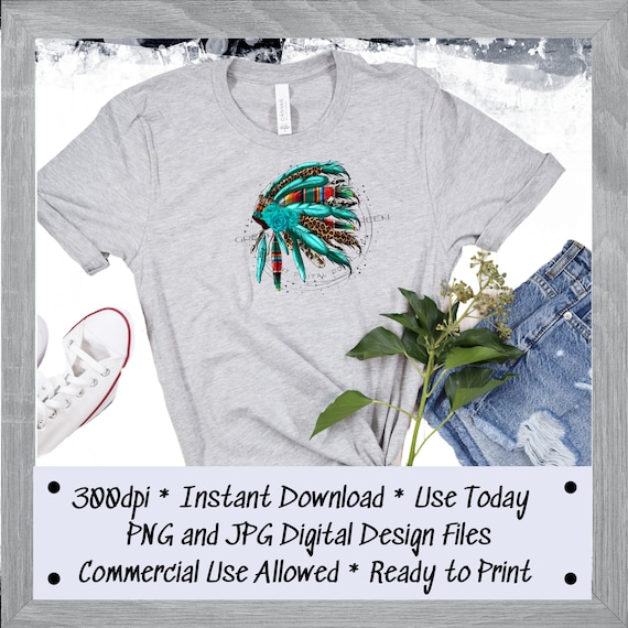 Native American Headdress - Fine Turquoise Distressed Shirt Native American Headdress - Fine Turquoise Distressed Shirt