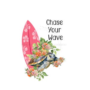 Schildpad, png-bestand klaar om de golf te vangen-volwassen schildpad, groene en oranje bloem clipart "Chase your Wave?" Sublimatie zeeschildpad-Sea Life Clipart