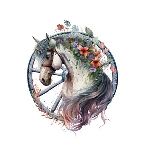 Clipart cheval majestueux lunatique - citation inspirante « roulez tranquillement, écoutez doucement et aimez - sublimation PNG - téléchargement immédiat