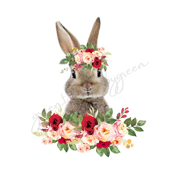 Waterslide Floral Bunny Rabbit-Digital file Easter Sublimation Design Download png Sublimation design