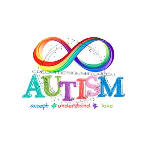 Infinity of Acceptance: Autism Support Clipart - Colorful Letters, Puzzle Pieces - Sublimation PNG & Printable JPG - Digital Download