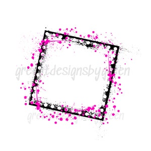 Splatter paint sublimation, border frame PNG, pink and yellow paint splatter, splash PNG, distressed grunge, bleached shirts. paint splatter