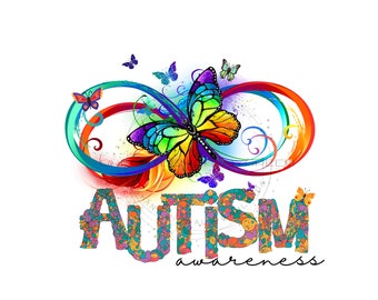 Autismus Infinity PNG, Autismus Bewusstsein, Autismus PNG, Schmetterling Design, Regenbogen PNG, Regenbogen Autismus Design, Sublimationsdesign, Bewusstsein Png