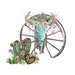 Western PNG, Rustic PNG featuring cow skull, cactus in the desert and wagon wheel. Pink & green details. Boutique BoHo png, clear waterslide 
