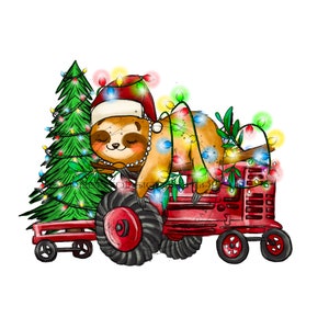Possum Sublimation PNG - Vintage Red Tractor Clipart - Caprichoso árvore de Natal e design de gambá - PNG para sublimação-download digital