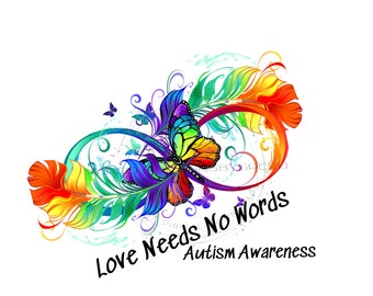 Autismus Liebe PNG, Autismus Bewusstsein, Autismus PNG, Schmetterling Design, Regenbogen PNG, Regenbogen Autismus Design, Sublimationsdesign, Bewusstsein Png