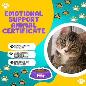 Certificado de Animal de Apoio Emocional - Personalize com o nome do seu animal de estimação e do seu tratador, juntamente com o seu número ESA preferido
