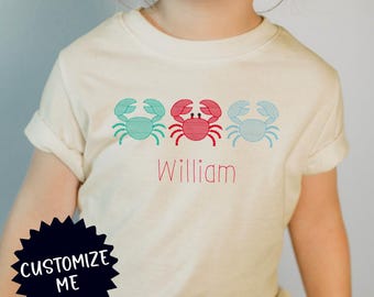 summer beach shirt with name, Boys beach shirt, summer shirt, crab shirt, boys ocean shirt, custom toddler shirt, custom boys shirt
