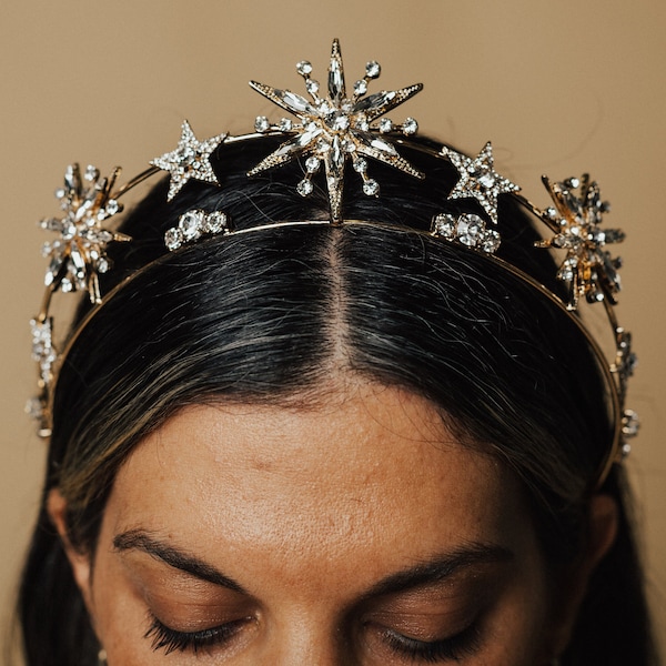 Corona de boda celestial / Banda de pelo de novia / Boda Boho / Tiara de boda