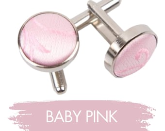 Pink Cufflinks For Men Swirly Pattern, Pocket Squares, Baby Pink Wedding, Graduations, Proms, Black Tie Events, New Job Gift