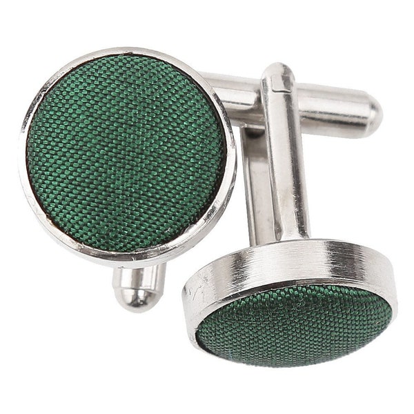 Green Cufflink Plain Shantung Cufflinks, Emerald Green Groomsmen And Ushers, Workwear, Office Wear, Wedding,  SH13