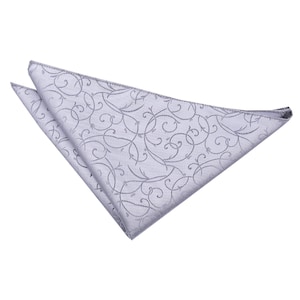 Swirl Handkerchief - Silver, Pocket Square, Wedding Party, Hanky Gift, Wedding Handkerchief
