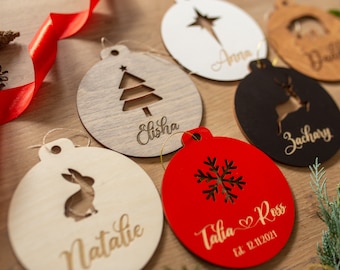 Personalized Christmas Ornaments - Nordic Holiday Décor - Wood Ornaments - Rustic Christmas Décor - Christmas Tree Decorations, Custom favor
