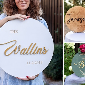Guest Book Alternative - Custom Family Name Sign - Rustic Wedding Decor - Wooden Circle Wedding Guest Book - Wedding Alternative Guestbook
