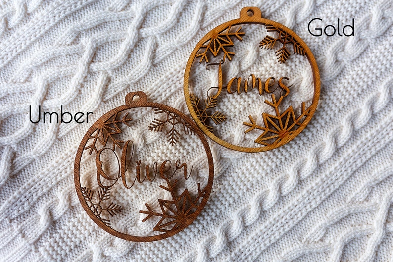 Custom Name Holiday Décor Christmas Tree Ornaments Nordic Holiday Décor Personalized Christmas Ornaments Laser Cut Wood Snowflakes image 3