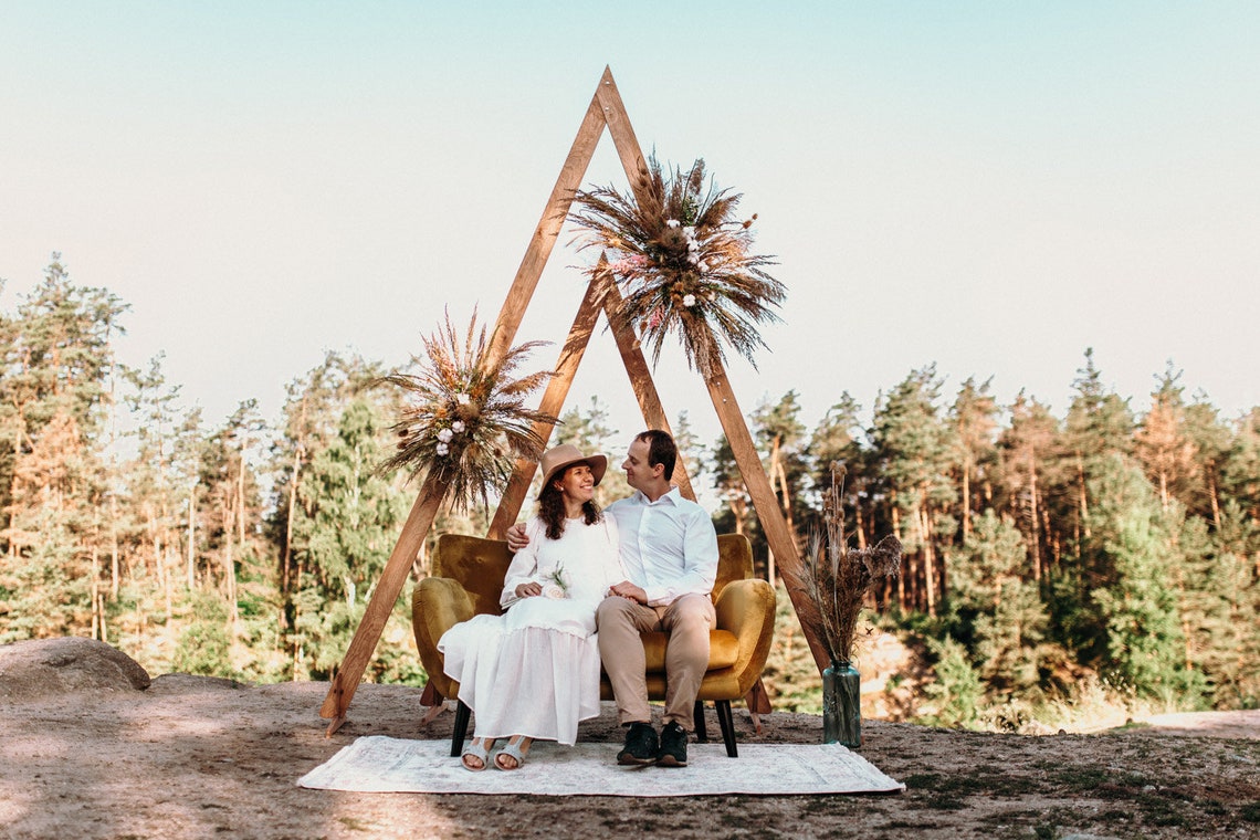 Wedding Arch Triangle Wedding Arch Wedding Backdrop Rustic image 2