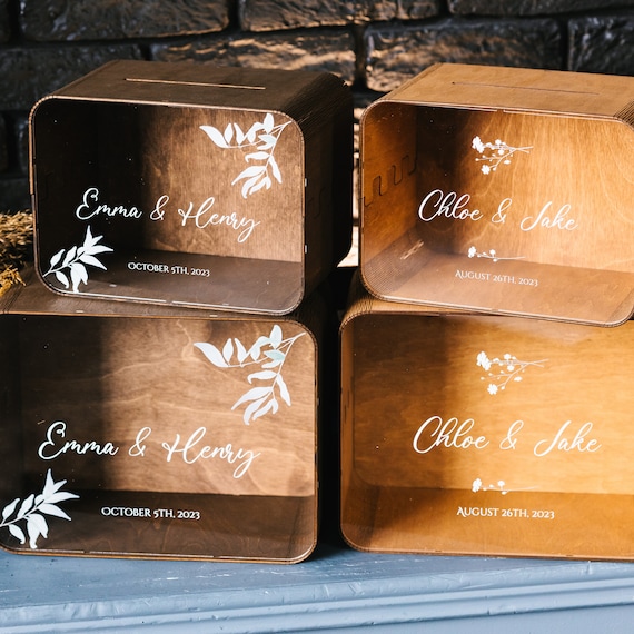 Scatola Per Biglietti Di Nozze In Legno - Decorazione Rustica Con Serratura - Foto 10