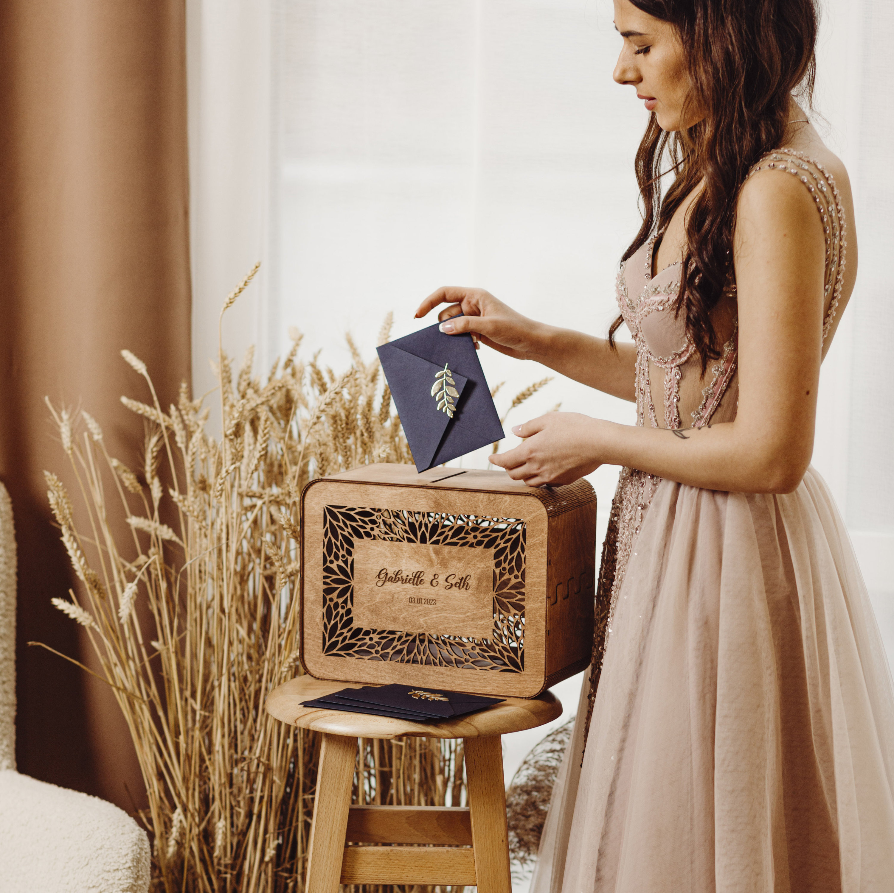 Boîte à cartes en bois avec fente pour carte > Mariage Déco Boîte à cartes en bois avec fente pour carte > Mariage Déco