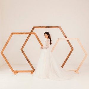 Hexagon Wedding Arch, Wooden Arch for Wedding Centerpiece, Boho Wedding Décor, Geometric Wedding Arbor, Rustic Wedding Backdrop