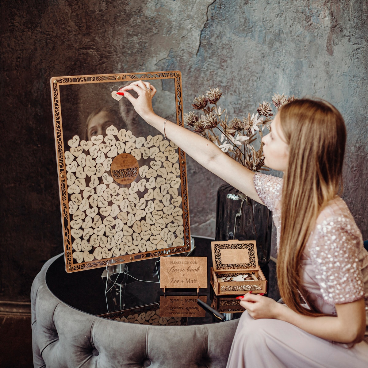 Personalized Acrylic Wedding Guest Book Alternative: Rustic Heart Drop Box - Etsy