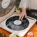 Vinyl Record Guest Book Sign with Record Player Imitation, Music Lover Wedding Gift, Unique Personalized Wedding Guestbook Alternative