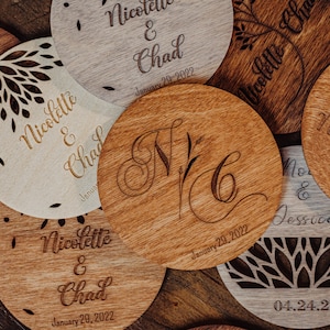 Bomboniere per gli ospiti in grandi quantità - Sottobicchieri in legno personalizzati - Bomboniere per matrimoni - Bomboniere per feste di matrimonio - Bomboniere per matrimoni in fattoria