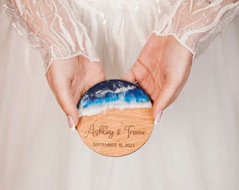 Something Blue for Bride, Epoxy Resin Coasters, Destination Wedding Favors for Guests in Bulk, Personalized Something Blue Wedding Gift