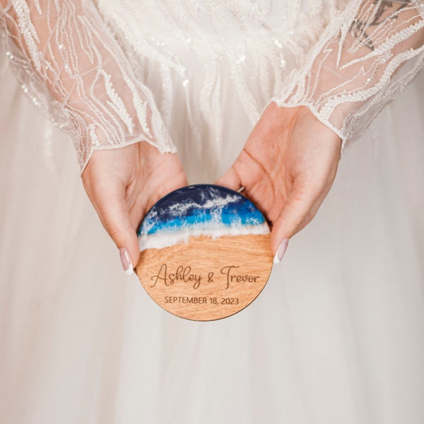 Something Blue for Bride, Epoxy Resin Coasters, Destination Wedding Favors for Guests in Bulk, Personalized Something Blue Wedding Gift