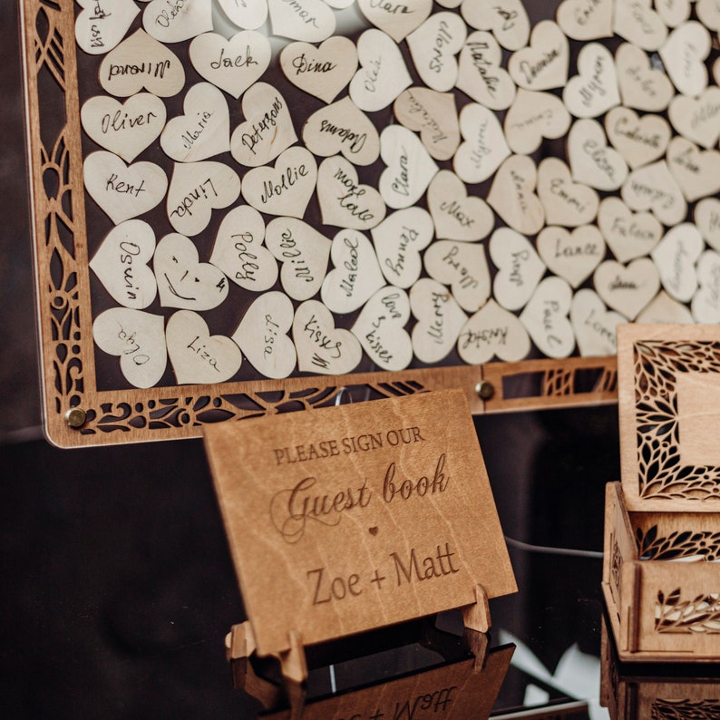 Alternative au livre d'or de mariage, plaque de mariage en acrylique, décoration de mariage rustique, plaque de bienvenue de mariage, plaque de livre d'or personnalisée image 10