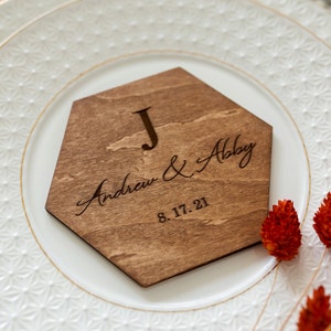 Wedding Favors for Guests in Bulk Rustic Wedding Coaster Favors Hexagon Coasters Custom Favors for Wedding Drink Coasters image 3
