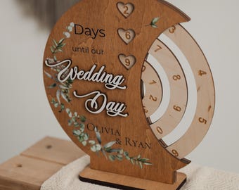 Personalized Wooden Wedding Countdown Calendar: Engagement Gift