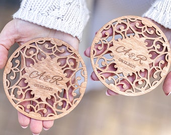 Cadeaux de mariage pour les invités en vrac - sous-verres personnalisés - sous-verres en bois personnalisés - cadeaux de fête de mariage - cadeaux de mariage rustiques