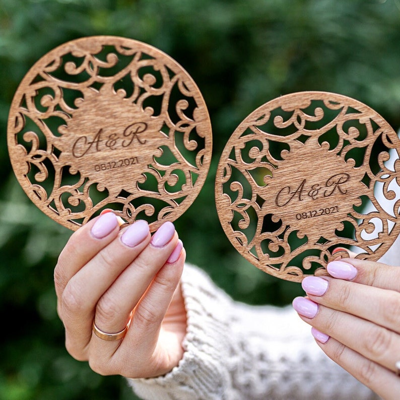 Wedding Favors for Guests in Bulk, Personalized Coasters, Custom Wood Coasters, Wedding Party Favors, Islamic Wedding Favors image 7
