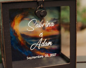 Personalized Beach Wedding Card Box with Lid for Cards & Envelopes: Tropical Keepsake Memory Box