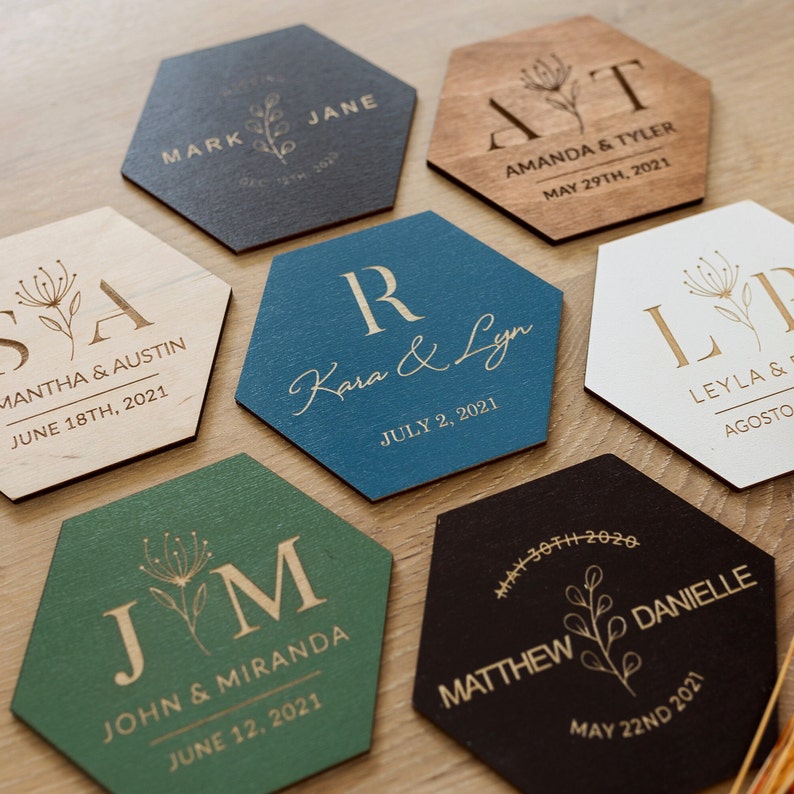 wooden coasters for wedding