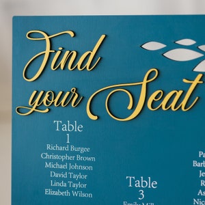 Custom Wooden Wedding Seating Chart Sign with Stand