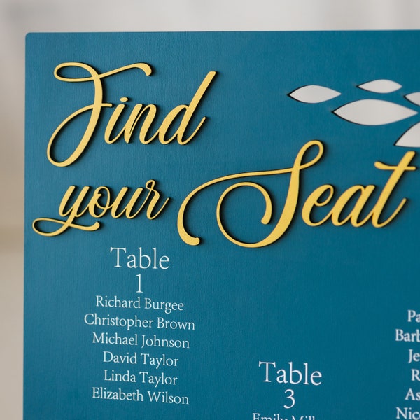 Seating Chart for Wedding Reception, Custom Find Your Seat Sign with Stand, Wooden Wedding Sign Bundle, Unique Minimalist Wedding Decor