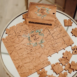 Puzzle alternatif de livre d'or de mariage avec photo, boîte de puzzle d'image personnalisée, puzzle en bois, puzzle de mariage avec boîte, cadeau d'anniversaire image 2
