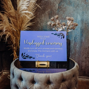 Engraved Unplugged Ceremony Wedding Sign: Custom Baltic Birch