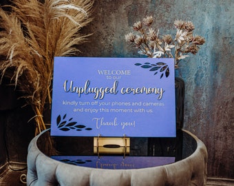 Engraved Unplugged Ceremony Wedding Sign: Custom Baltic Birch