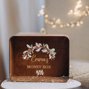 Kersthuwelijkskaartdoos, gepersonaliseerde winterhuwelijksspaarpot, kerstcadeaudoos voor vriend, reisdoos voor man en vrouw