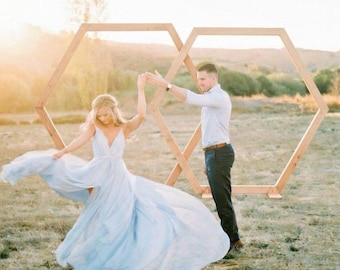 Hexagon Wedding Arch: Rustic Wooden Arbor, Geometric Backdrop