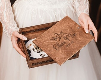 Wedding Memory Box, Personalized Engraved Wedding Accessories Memory Box, Adventure Memory Box, Wooden Photo Box, Travel Memory Box