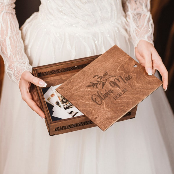 Wedding Memory Box, Personalized Engraved Wedding Accessories Memory Box, Adventure Memory Box, Wooden Photo Box, Travel Memory Box