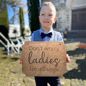 Ring Bearer Sign for Wedding Ceremony, Funny Wedding Sign Bundle, Wood Wedding Party Sign, Custom Name Sign